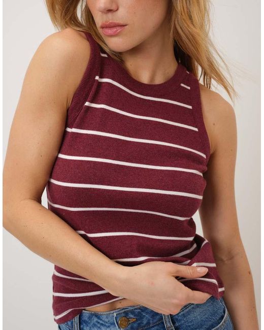 Nobody's Child Red Burgundy Striped Racer Vest