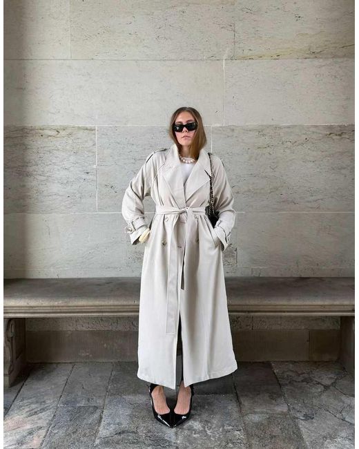 NA-KD Gray Long Trenchcoat