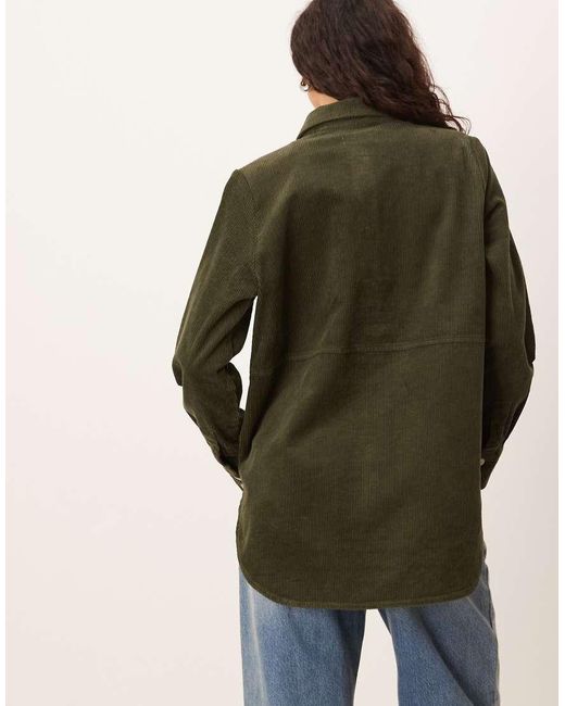 Jdy Green Relaxed Fit Cord Shacket
