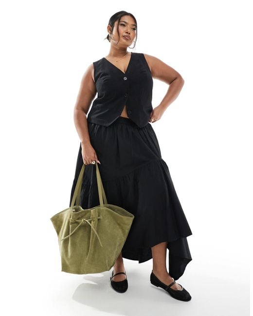 ASOS Suede Winged Belted Tote-green