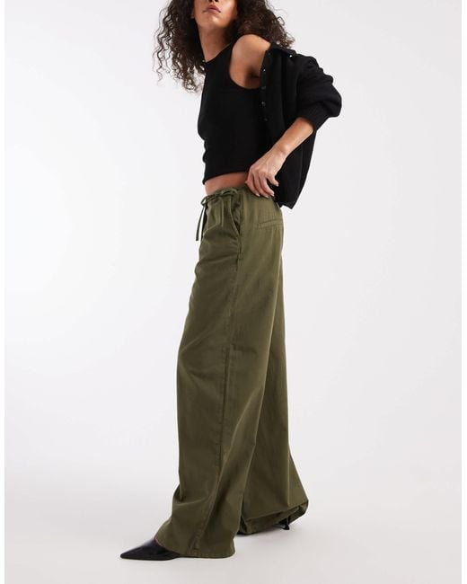 ASOS Green Wrap Front Wide Leg Trouser