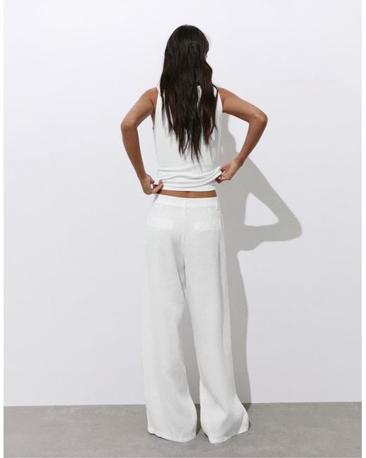 Pull&Bear White – leinenhose