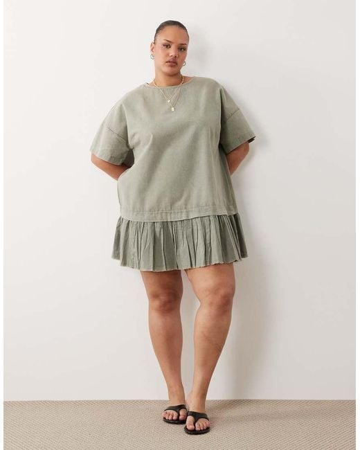 ASOS Gray Asos Design Curve Hybrid T-shirt Mini Dress
