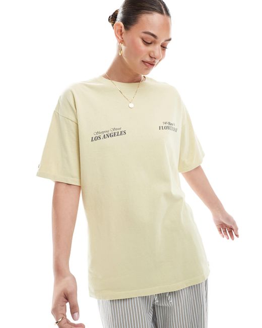 Pull&Bear Yellow Oversized Boxy Print Tee