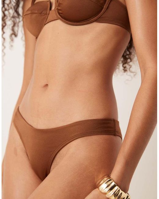 Free Society Brown Ruched Side Bikini Bottom
