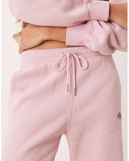 Abercrombie & Fitch Pink Side Logo High Rise Relaxed joggers Co-ord