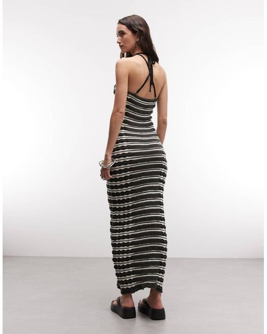 The Ragged Priest Black Texture Maxi Dress With Eyelets