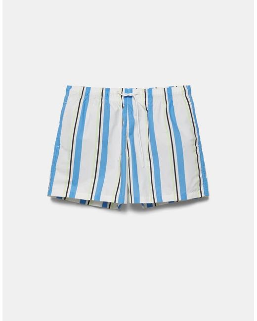 Pull&Bear Blue Striped Swimming Trunks for men