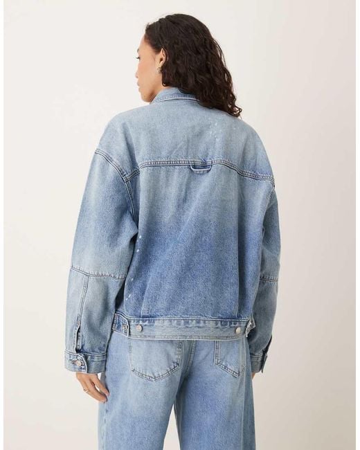 Calvin Klein Blue Splatter Print Denim Jacket