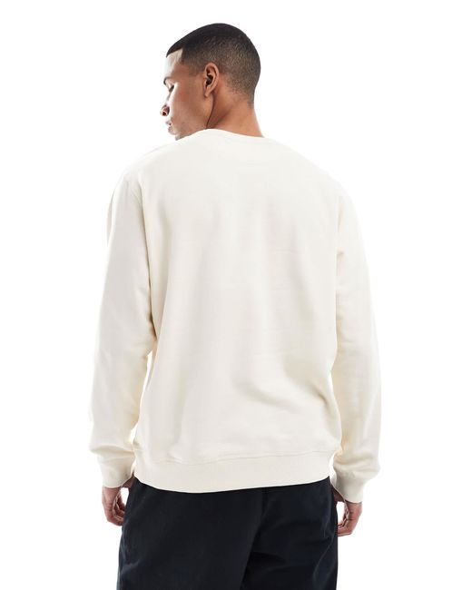 Jack & Jones White Oversize Sweat Shirt With Embroidered Logo for men