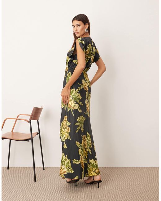 ARRANGE Natural Drape Split Sleeve Maxi Dress With Metal Trim