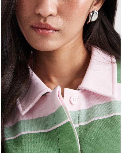 Pieces Green Short Sleeve Polo Sweatshirt