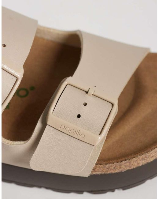 Birkenstock White Arizona Flex Platform Birko-flor Sandals