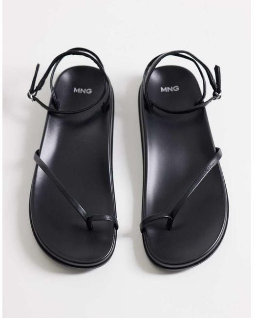 Mango White 100% Leather Strappy Toe Detail Sandal