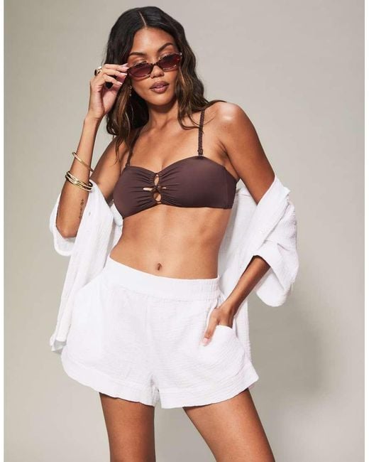 KBX Brown Solid Collections Non-Wired Bikini Top