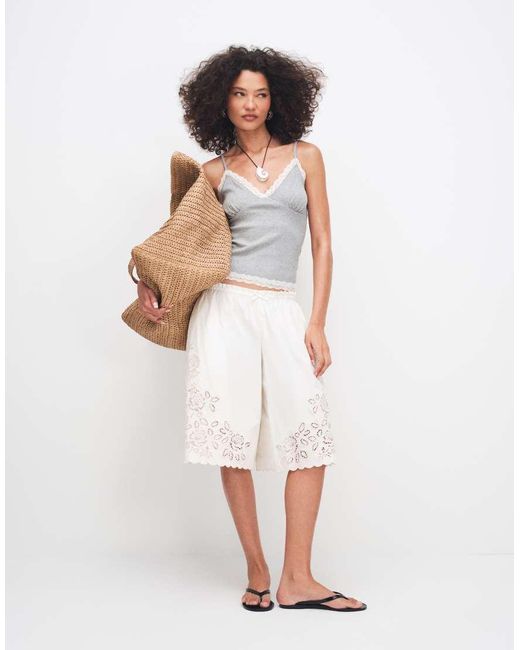 ASOS White Contrast Lace Detail V Neck Cami