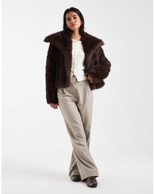 ONLY Black Faux Fur Oversized Collar Jacket