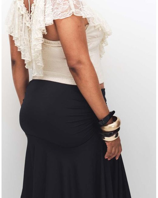 ASOS Black Asos Design Curve Slinky Hanky Hem Skirt