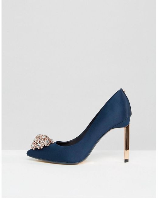 Knot Navy Embellished Pumps 