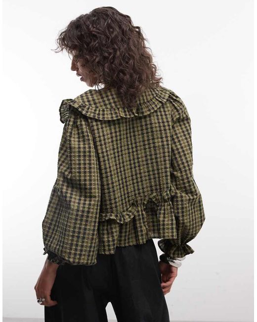 Daisy Street Multicolor Boxy Chuck On Blouse With Big Collar