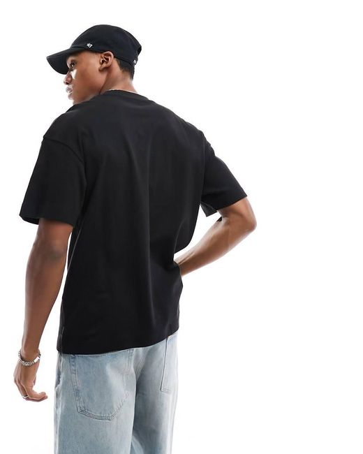 Camiseta Negra Extragrande De Tejido Grueso De 200 G/M2 De Jack & Jones de hombre de color Black