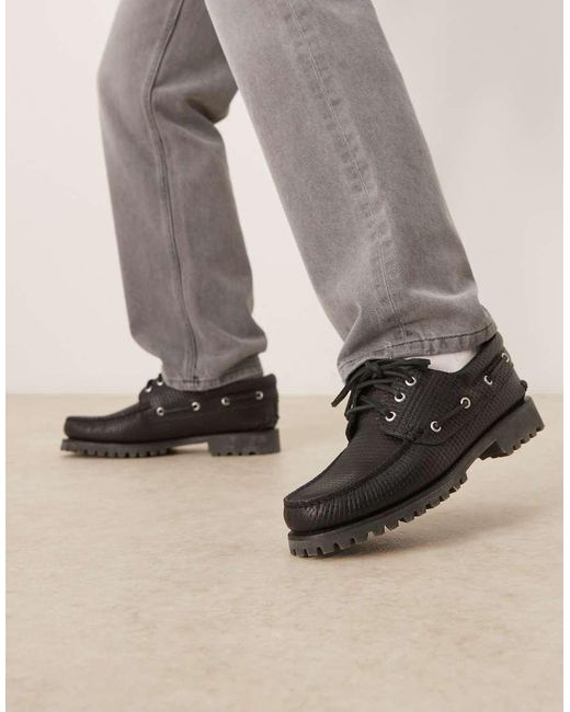 Timberland Black Authentic 3-eye Classic Boat Shoes for men