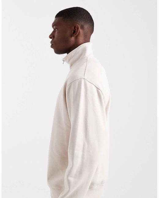 Jack & Jones White Oversized 1/4 Zip Sweatshirt for men