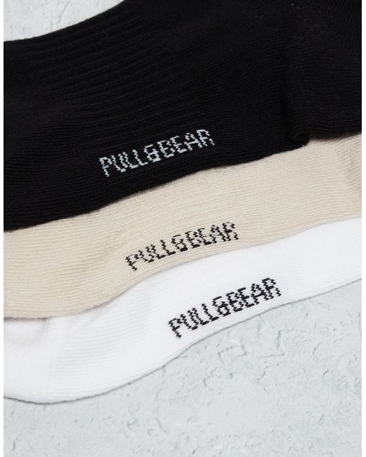 Pull&Bear – 3er-pack bestickte socken in White für Herren