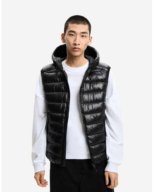 Bershka Black Lightweight Puffer Gilet for men