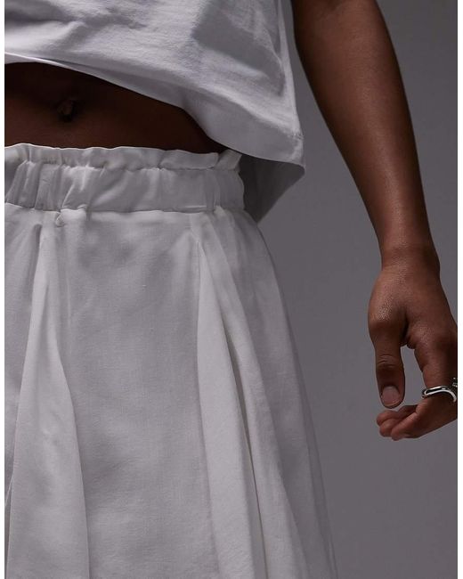 TOPSHOP Gray Cotton Flippy Mini Skirt With Godets