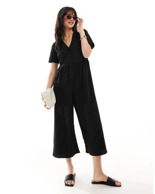 ASOS Black Short Sleeve Tea Jumpsuit