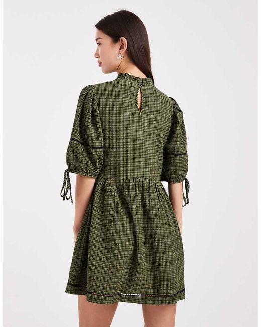 Wednesday's Girl Green Mini Textured Smock Dress
