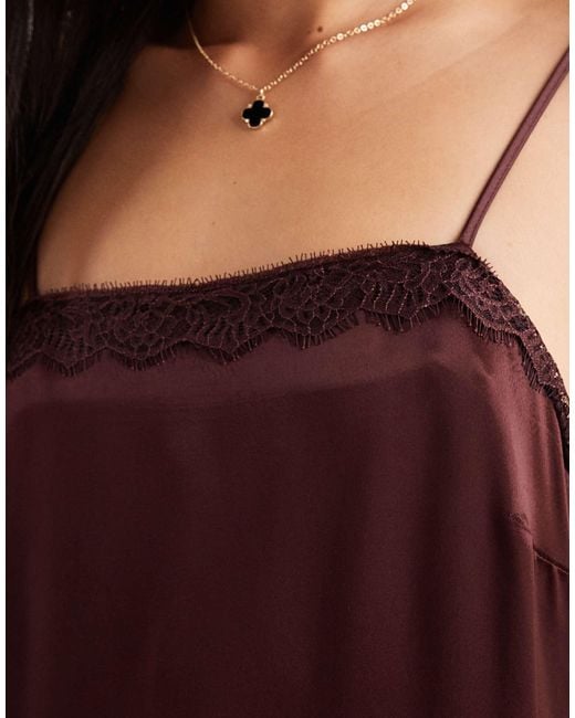 Miss Selfridge Purple – maxikleid aus satin mit muschelsaum