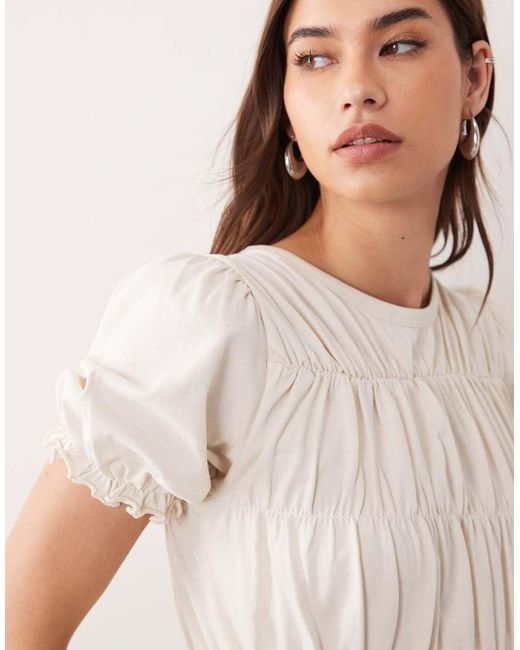 Miss Selfridge Natural Shirred Smock Mini Dress