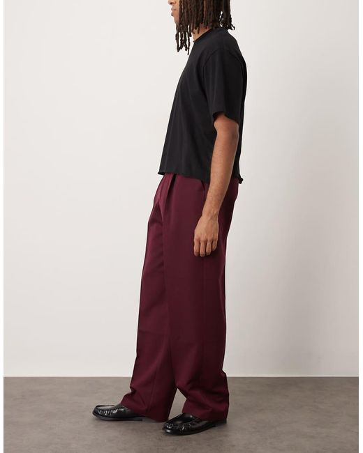 ASOS Nette Broek Met Wijde Pijpen En Plooien Aan De Voorkant in het Red voor heren