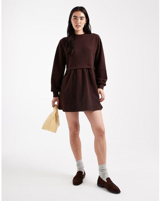 Miss Selfridge Brown Super Soft Brushed Smock Dress