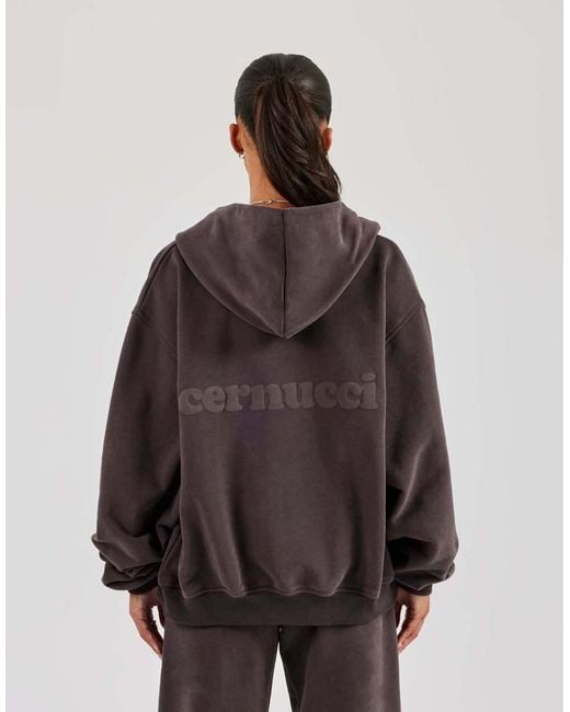 CERNUCCI Brown Oversized Zip Through Hoodie