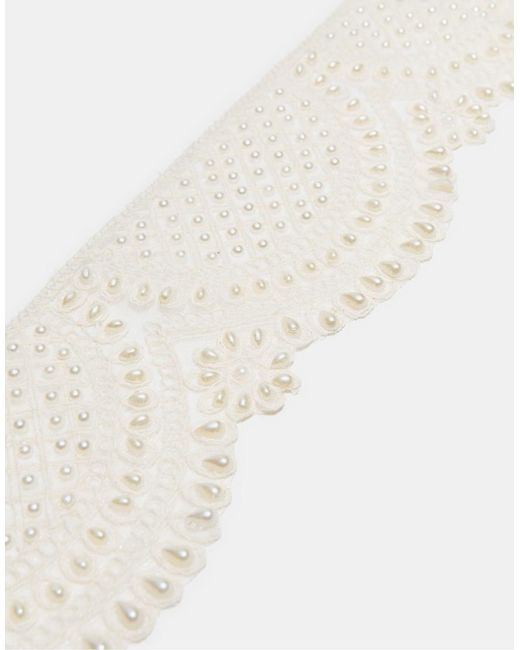 Stradivarius White Wide Faux Pearl Belt