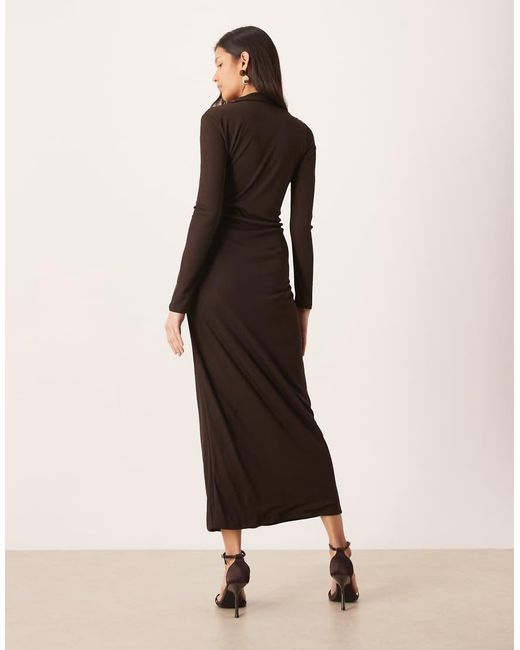 ASOS Natural Collared Twist Detail Midi Dress