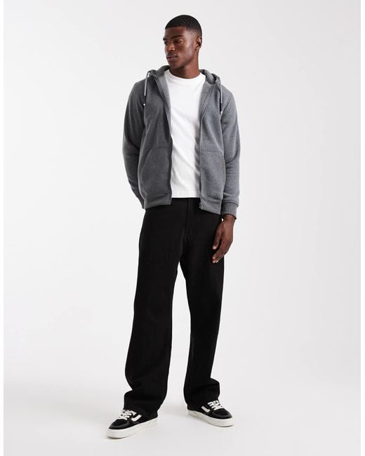 Brave Soul Gray Zip-through Hoodie With Drawcords for men