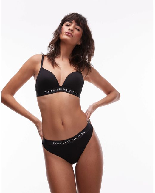 Tommy Hilfiger White Padded Triangle Bralette With Logo Taping