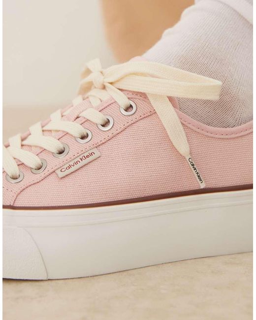 Calvin Klein Natural Vulc Flatform Canvas Trainers