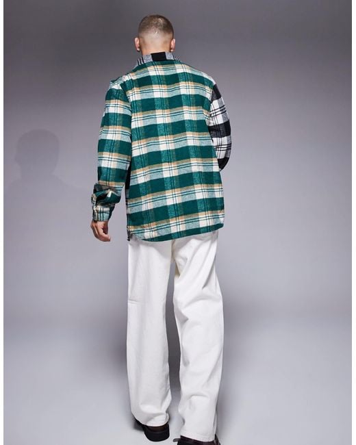 ADPT Gray Oversized Heavy Brushed Check Overshirt for men