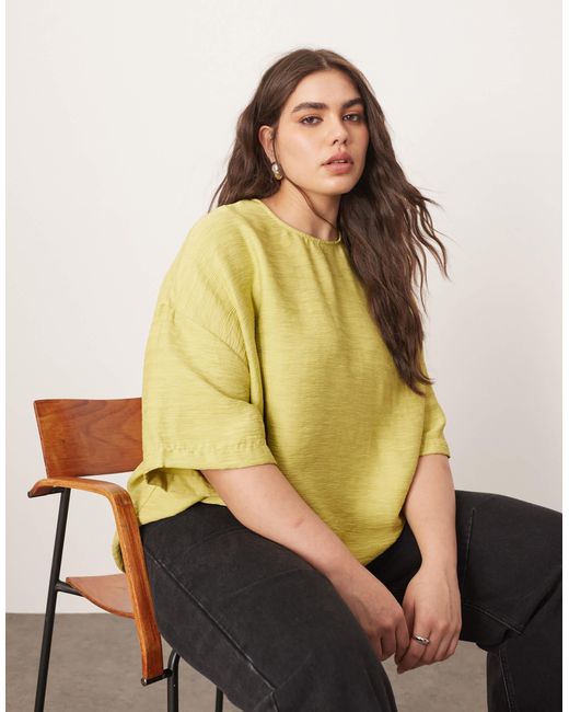 ARRANGE Yellow Curve – strukturiertes, kastiges t-shirt aus webstoff