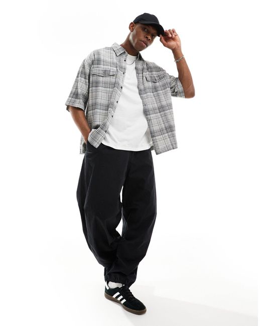 Weekday Gray Bruce Oversized Check Shirt for men