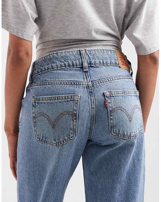 Jeans Ampi A Vita Super Bassa Slavato di Levi's in Blue