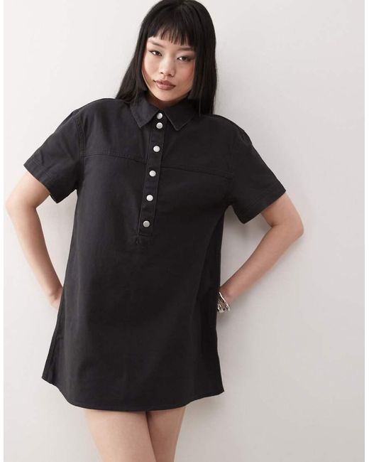 Monki Oversized Overhemdjurk Van Keperstof in het Black