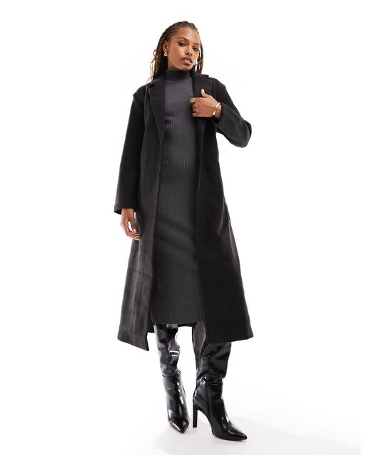 ONLY Black Belted Tailored Wool Look Coat
