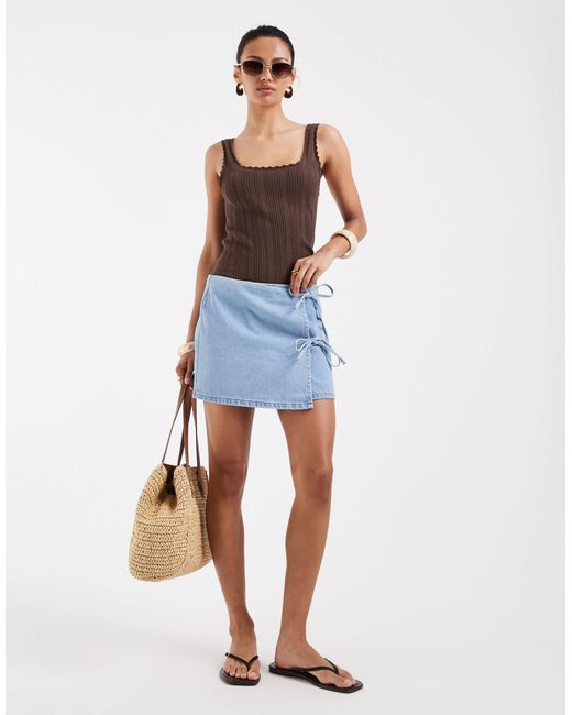ASOS Blue Mini Wrap Skirt