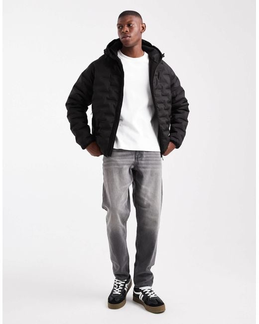 Threadbare – strukturierter puffermantel in Black für Herren